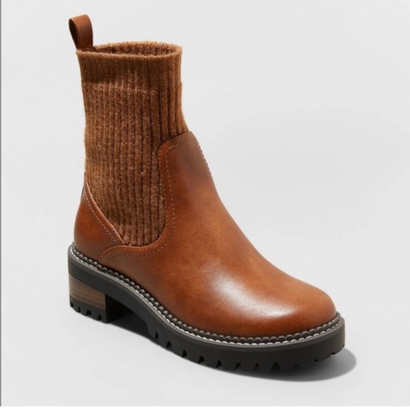 Universal Thread Shoes Universal Thread Daphne Cognac Sock Boots